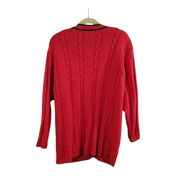 Vintage Jantzen Cableknit V-neck Grandpa Cardigan Sweater in Red Women's Large - Picture 4 of 6